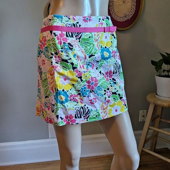 Vintage Y2K Bamboo Traders Mini Skort Floral Bright Bow Athleisure Size 10 - Picture 2 of 13